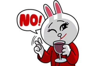 😉 NO! кролик, мультфильм, нет, не пить, вино whatsapp sticker