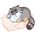 🤩 猫, 哭, 伤心, 枕头, 可爱, 动物, 卡通 telegram sticker