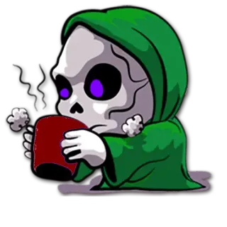 ☕ 저승사자, 해골, 죽음, 귀여운, 만화, 으스스한, 할로윈 telegram sticker
