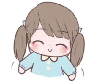 😊 Desenho animado, Menina, Fofo, Adorável, Feliz, Adesivo whatsapp sticker