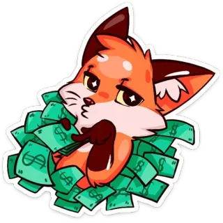 💰 лиса, деньги, доллары, богатство, мультфильм, милый, животное telegram sticker
