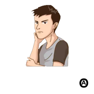 😞 dibujo animado, hombre, persona, pensando, aburrido, molesto, pegatina telegram sticker