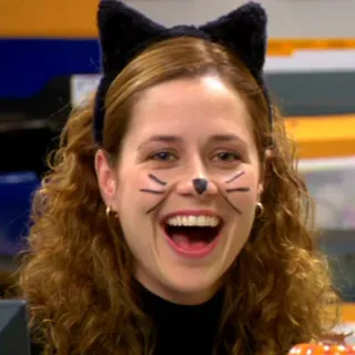 😺 Pam Beesly The Office Pam Beesly, The Office, Déguisement de chat, Halloween, Oreilles de chat, Jenna Fischer telegram sticker