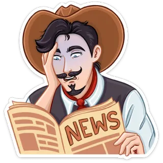 📰 NEWS journal, actualités, triste, cow-boy telegram sticker