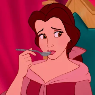 🥀 Belle Beauty and the Beast Belle, Disney, cartoon, spoon, princess, animated telegram sticker