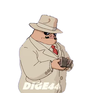 🤑 DiGE44 cerdo, personaje, traje, sombrero, gafas de sol telegram sticker
