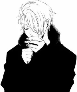 🚬 sigaretta, fumare, anime, manga, felpa con cappuccio telegram sticker