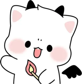 💬 gatto, carino, abbinare, fuoco, cartone animato telegram sticker