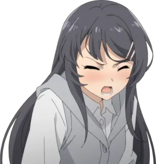 😡 Mai Sakurajima Rascal Does Not Dream of Bunny Girl Senpai Anime, Mädchen, Hase, Sakurajima, Mai, Cartoon telegram sticker