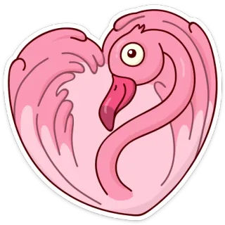 ❤ flamingo, vogel, herz, liebe, rosa, niedlich, tier, aufkleber telegram sticker