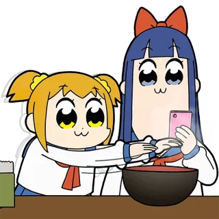 🤲 Popuko and Pipimi Pop Team Epic Anime, Cartoon, Popuko, Pipimi, Kochen, Essen telegram sticker