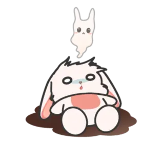💀 thỏ, thỏ con, buồn, dễ thương, ma, hoạt hình, kawaii telegram sticker