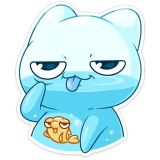😛 การ์ตูน, แมว, ปลา, ลิ้น, ตลก, ขำ, น่ารัก telegram sticker