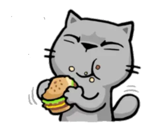 🍔 Katze, Burger, Essen, Essen, Cartoon telegram sticker