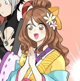🦄 anime, character, woman, smiling, cartoon, cute telegram sticker