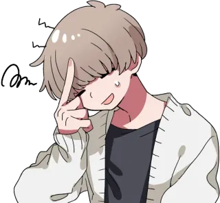 😅 anime, cartoon, character, thinking, idea, gesture whatsapp sticker