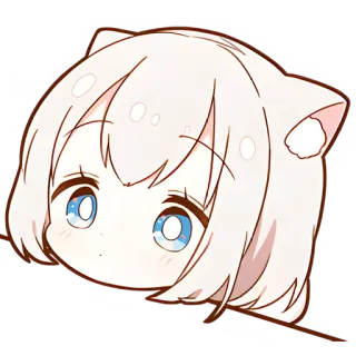 🥹 animé, fille chat, mignon, kawaii, manga, fille, oreilles de chat telegram sticker