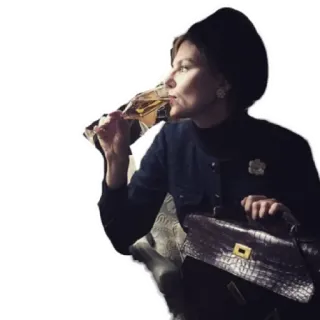 🍸 Frau, trinken, Wein, Hut, Handtasche, elegant telegram sticker
