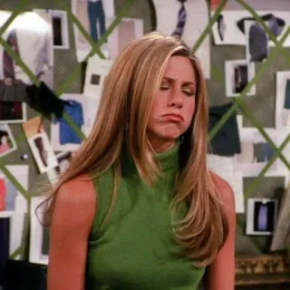 🦞 Rachel Green Friends triste, jennifer aniston, télé, humeur, sitcom telegram sticker