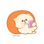 📱 cat, reading, animal, cute, kawaii, sticker telegram sticker
