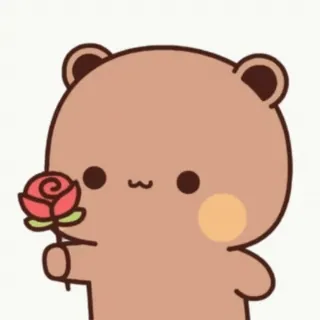 🌹 urso, fofo, flor, rosa, desenho animado, adorável telegram sticker