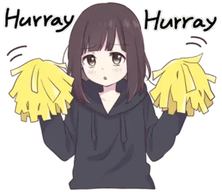 💪 Hurray Hurray Líder de torcida, Anime, Garota, Pompons, Fofa telegram sticker
