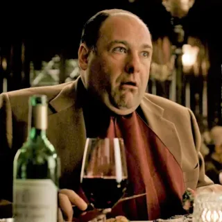 🥴 Tony Soprano The Sopranos ทีวี, มาเฟีย, กิน, ไวน์, มาเฟีย telegram sticker