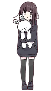 😥 anime girl, crying, sad, bunny, kawaii, cute telegram sticker