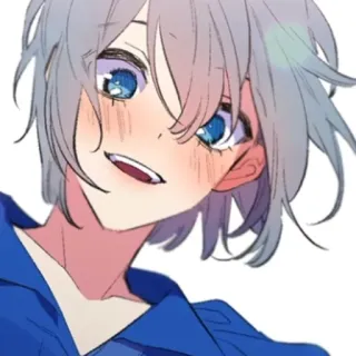 😃 动漫, 漫画, 肖像, 蓝眼睛, 短发, 微笑 whatsapp sticker