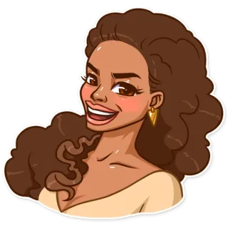 😸 woman, cartoon, portrait, smile, sticker telegram sticker