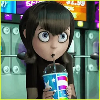 😗 Mavis Dracula Hotel Transylvania dessin animé, vampire, boisson, granité, Mavis, Hôtel Transylvanie, animation telegram sticker
