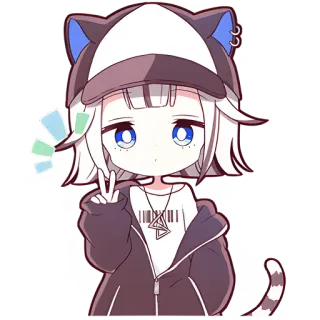 ✌️ Anime, Hoạt hình, Dễ thương, Mèo gái, Nhân vật, Nghệ thuật kỹ thuật số telegram sticker