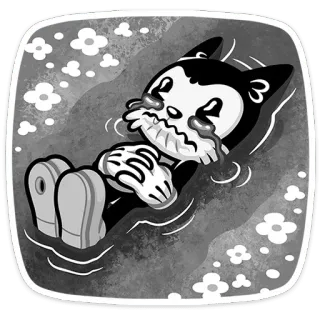 😭 cartoon, crying, sad, character, black and white telegram sticker