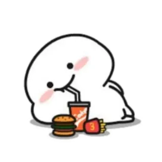 🍟 Desenho animado, Comida, Hambúrguer, Batata frita, Bebida, Fofo telegram sticker