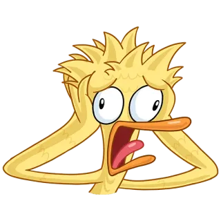 🤯 мультфильм, утка, в стрессе, обеспокоенный, желтый, животное telegram sticker