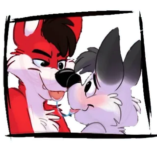 💋 furry, anthropomorphic, fox, canine, blushing, affectionate, cute, cartoon telegram sticker