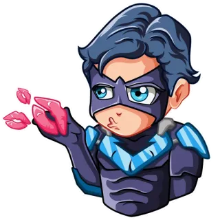 😘 Nightwing Nightwing, DC Comics, Supereroe, Fumetto, Bacio, Cartone animato, Adesivo whatsapp sticker