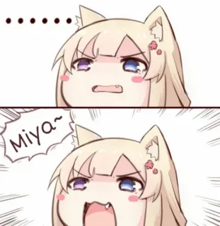 😠 Miya Miya~ Anime, Mèo gái, Dễ thương, Hình dán, Manga, Kawaii, Dấu chấm than telegram sticker