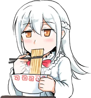 🍜 Аниме, Девушка, Еда, Рамен, Лапша, Кавай, Мило telegram sticker