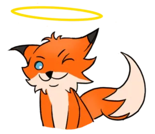 😇 renard, auréole, dessin animé, animal, mignon, orange, personnage whatsapp sticker