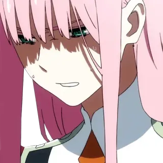🤔 Zero Two Darling in the Franxx Anime, Zero Two, Darling in the Franxx, Cabelo rosa, Personagem, Fanart, Desenho animado telegram sticker