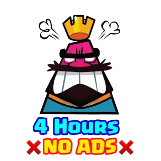 ❌ 4 HOURS
NO ADS clash royale, rey, juego móvil, juego, corona, sin anuncios whatsapp sticker