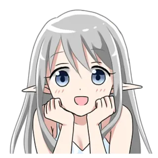 😃 アニメ, ステッカー, キャラクター, かわいい, 女の子, エルフ, 漫画 telegram sticker