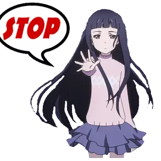 ⛔ STOP stop, anime, girl, speech bubble, hand telegram sticker