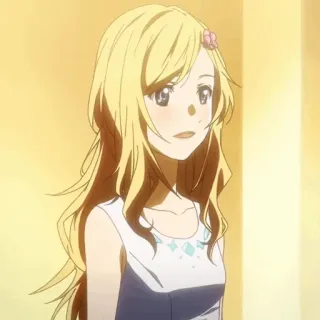 💛 Kaori Miyazono Your Lie in April Anime, Meisje, Blond, Personage, Kaori Miyazono, Your Lie in April, Schattig telegram sticker