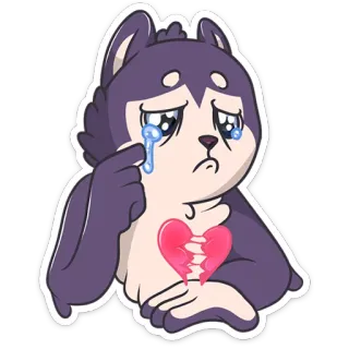 💔 Hund, gebrochenes Herz, weinen, traurig, Tränen, Cartoon, emotional, verletzt telegram sticker