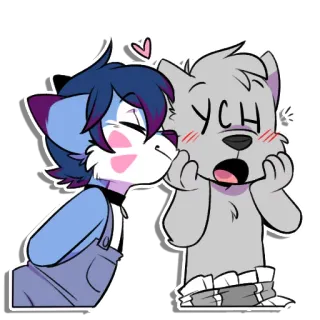 😘 YCH furry, kiss, cartoon, cute, anthro, heart telegram sticker
