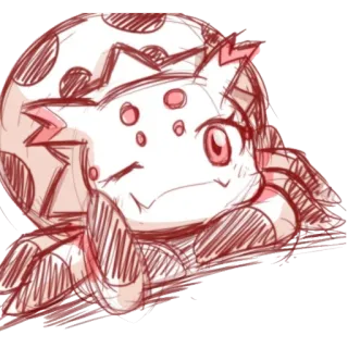 😉 monster, fantasy, cute, creature, sketch, red telegram sticker