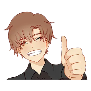 👍 Anime, Ragazzo, Cartone animato, Pollice in su, Approvazione, Gesto telegram sticker