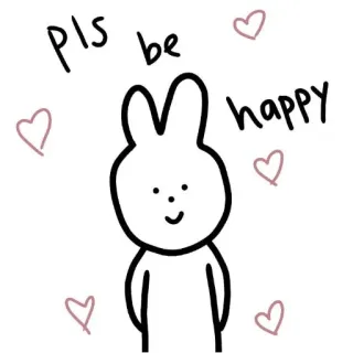 💗 pls be happy кролик, милый, добрый, счастливый, зайчик, сердечки, поддержка whatsapp sticker